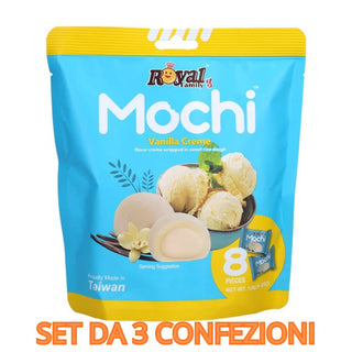 Set da 3 Confezioni Royal Family Mochi Vanilla Creme, mochi al gusto di vaniglia da 3x120g