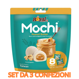 Set da 3 Confezioni Royal Family Mochi Peanut Butter, mochi al gusto di burro di arachidi da 3x120g