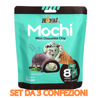 Set da 3 Confezioni Royal Family MochiMint Chocolate Chip, mochi al gusto di menta con gocce di cioccolato da 3x120g