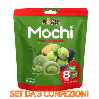 Set da 3 Confezioni Royal Family Mochi Creamy Matcha Latte, mochi al gusto di matcha da 3x120g