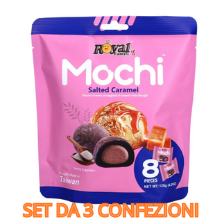 Set da 3 Confezioni Royal Family Mochi Salted Caramel, mochi al gusto di caramello salato da 3x120g