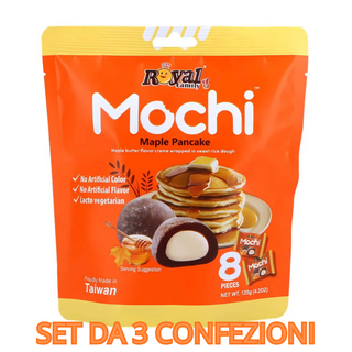 Set da 3 Confezioni Royal Family Mochi  Pancake Mochi, mochi al gusto di sciroppo d'acero da 3x120g
