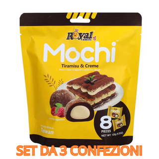 Set da 3 Confezioni Royal Family Mochi Tiramisu & Creme, mochi al gusto di tiramisu da 3x120g