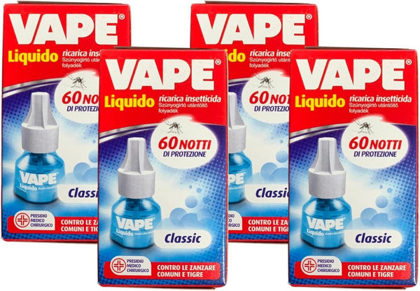 Vape Ricarica Liquida Antizanzara, Refill Quadripack per Emanatore Classic