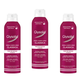 3 x Glysolid crema corpo spray Classica pelle normale secca 190 ml