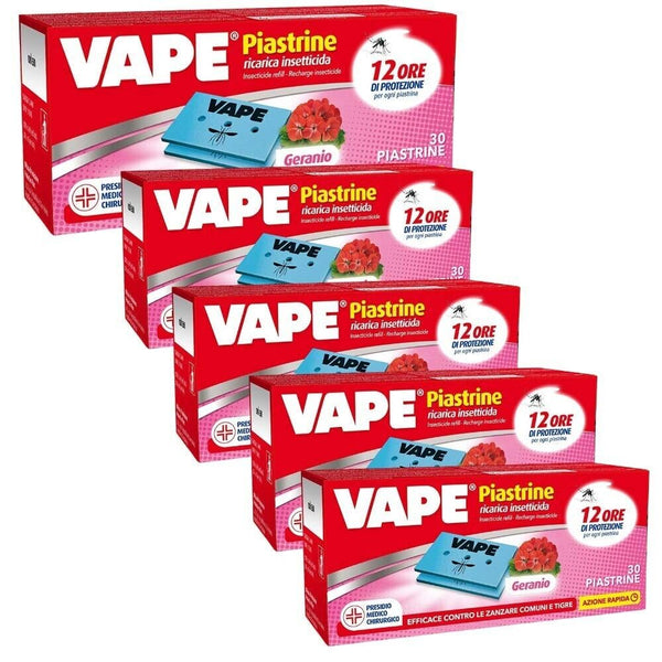 BOXLUM Vape piastrine profumate insetticida zanzare 5 Confezioni da 30 piastrine