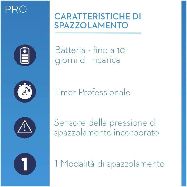 Oral-B Pro 1-700 Spazzolino Elettrico 1 Modalità di spazzolamento, Sensore di Pressione, Ideale per Denti Sensibili, Timer Professionale 1 Testina, Idea Regalo, Bianco e Azzurro