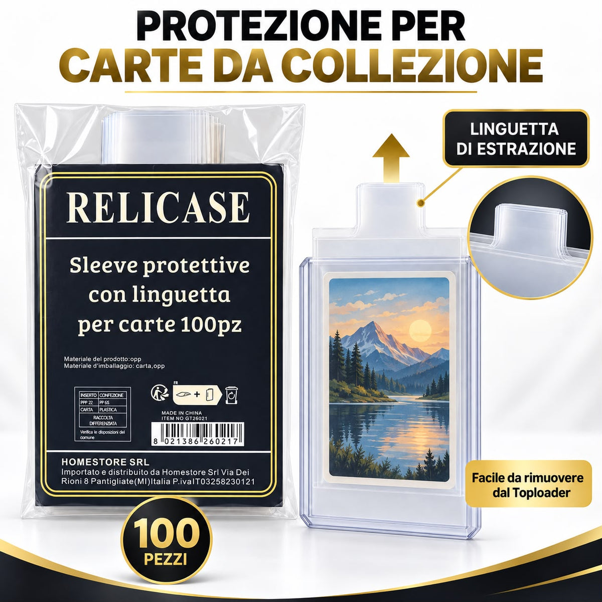 RELICASE 500 Sleeve con linguetta per carte collezionabili