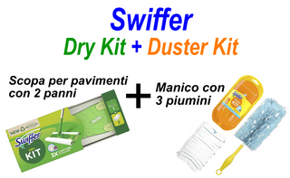 Swiffer DUSTER KIT e DRY KIT per spolverare piumini panni elettrostatici polvere