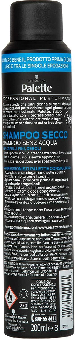 TESTA NERA PALETTE Shampoo Secco Style Extender capelli fini deboli 200 ml