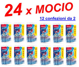 Ricambi Mocio Vileda SuperMocio 3 Action XL - 24 moci di ricambio 12 pacchi da 2
