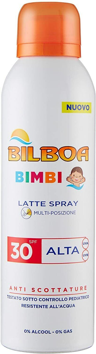 BILBOA Bimbi Latte Spray Solare protezione alta SPF 30 UVA UVB anti scottature