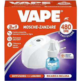 VAPE liquido diffusore 480H mosche zanzare mosca zanzara tigre "salva bimbo"