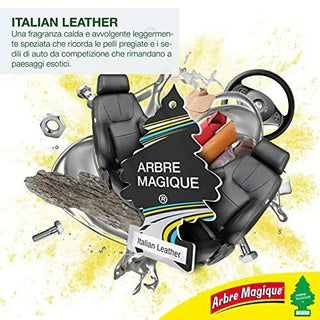3pz Arbre Magique RACING ITALIAN LEATHER Profumatore Auto nero grigio