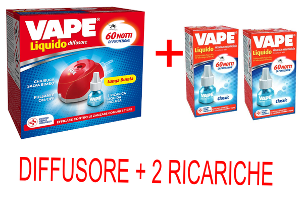 Vape Liquido Diffusore Elettrico Mosche e Zanzare comuni + 2 Ricariche Classic