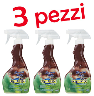 3 spray EMULSIO RINNOVA PELLE 375ml detergente pelle cuoio naturale