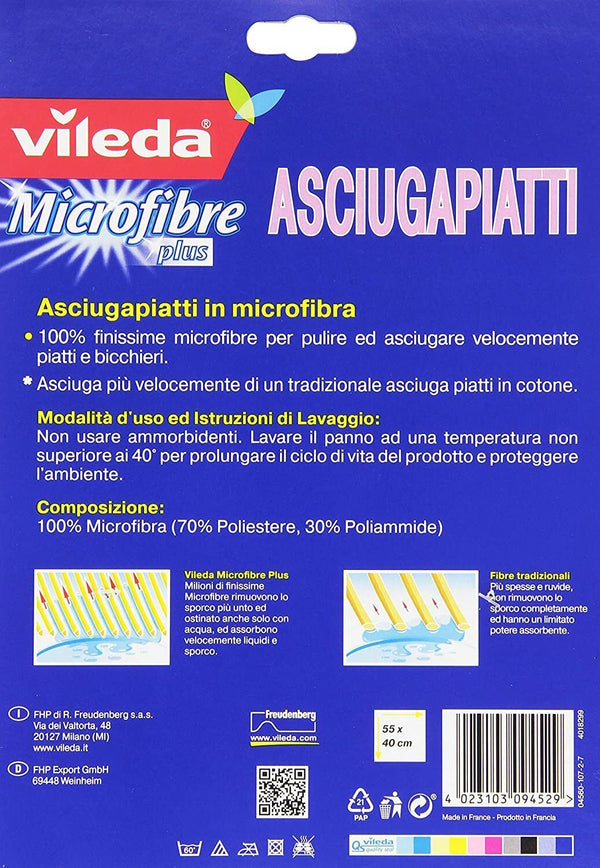 12 Asciugapiatti VILEDA Microfibre Plus asciuga piatti microfibra canovaccio
