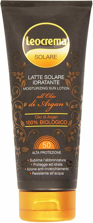 Leocrema Latte Solare Idratante Olio di Argan Biologico Protezione Alta FP50